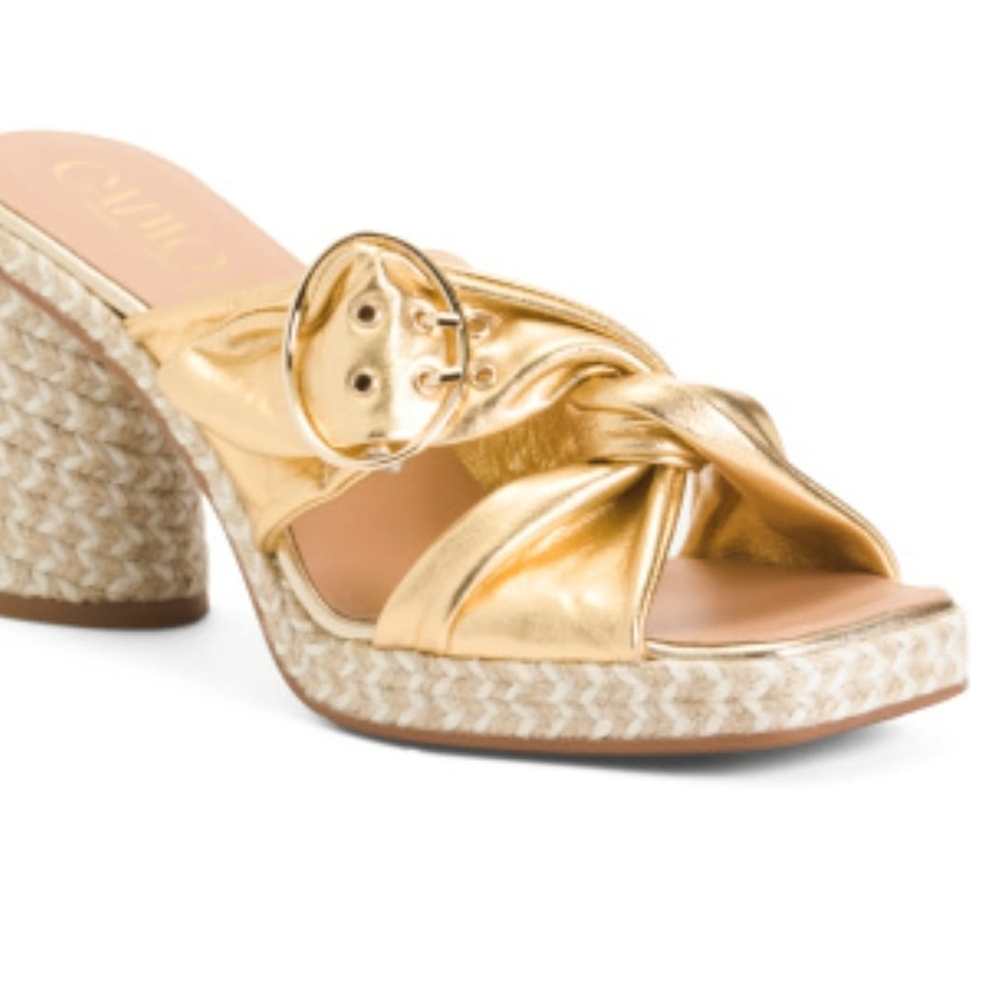 Gold Women's Heeled Sandals